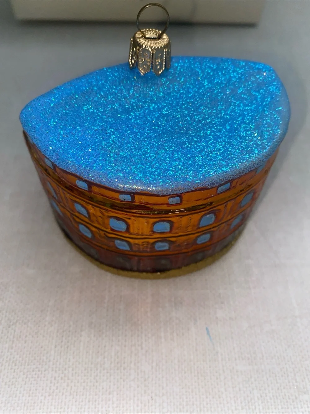 Rome Colosseum Glass Mouth Blown Hand Painted Christmas Ornament Made In Poland